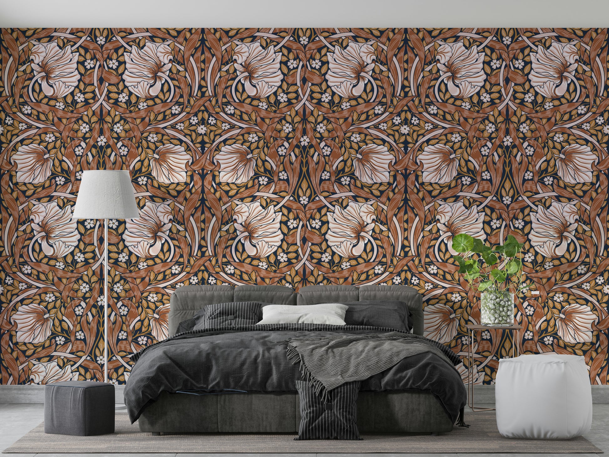 Detailed floral wallpaper featuring pimpernel flowers

