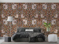 Detailed floral wallpaper featuring pimpernel flowers

