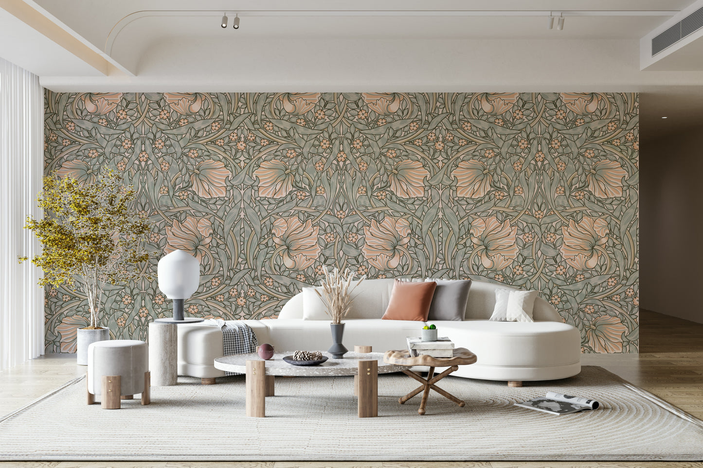 Vintage floral mural for traditional spaces

