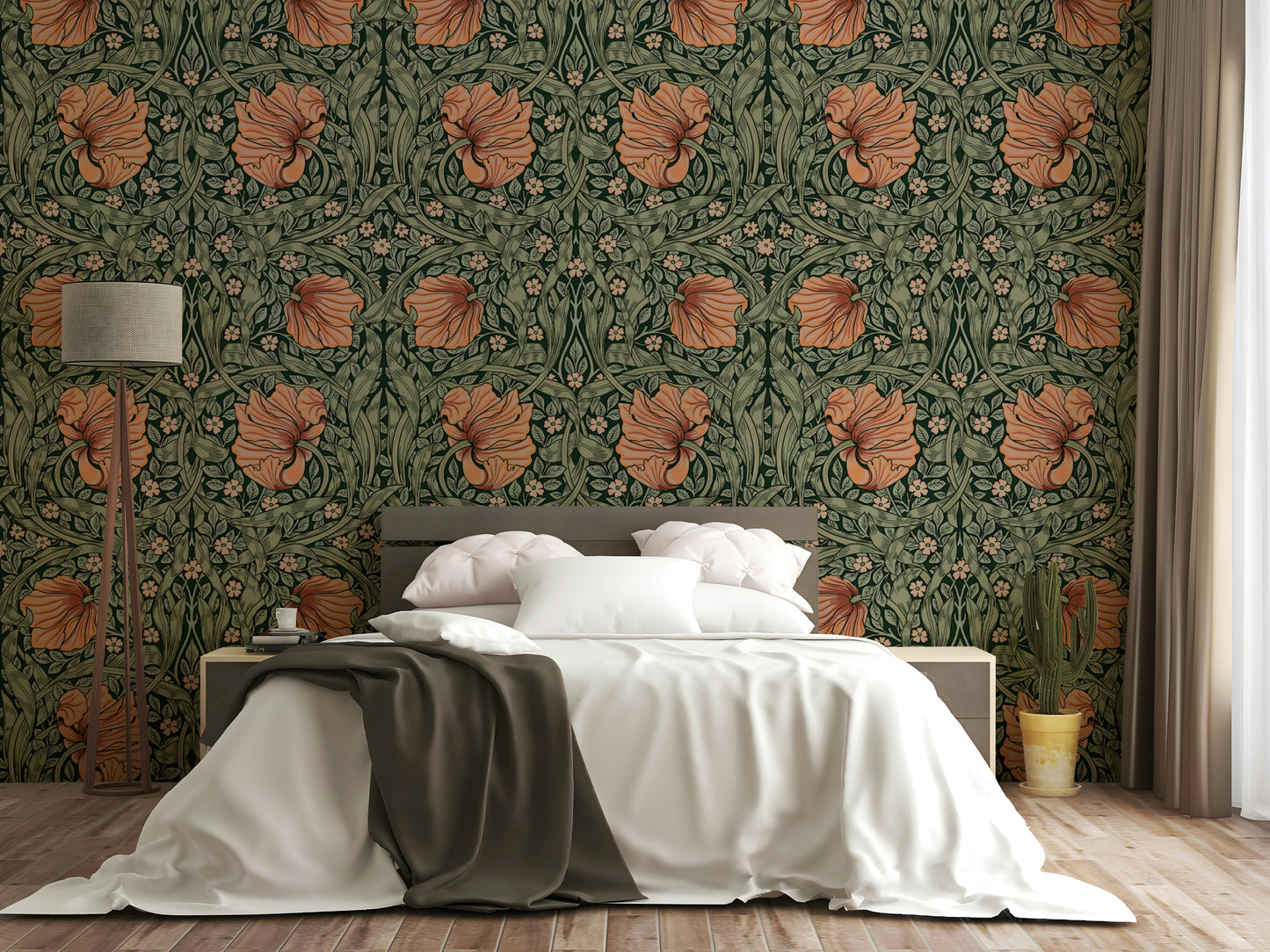 Peel and stick pimpernel floral mural for feature walls

