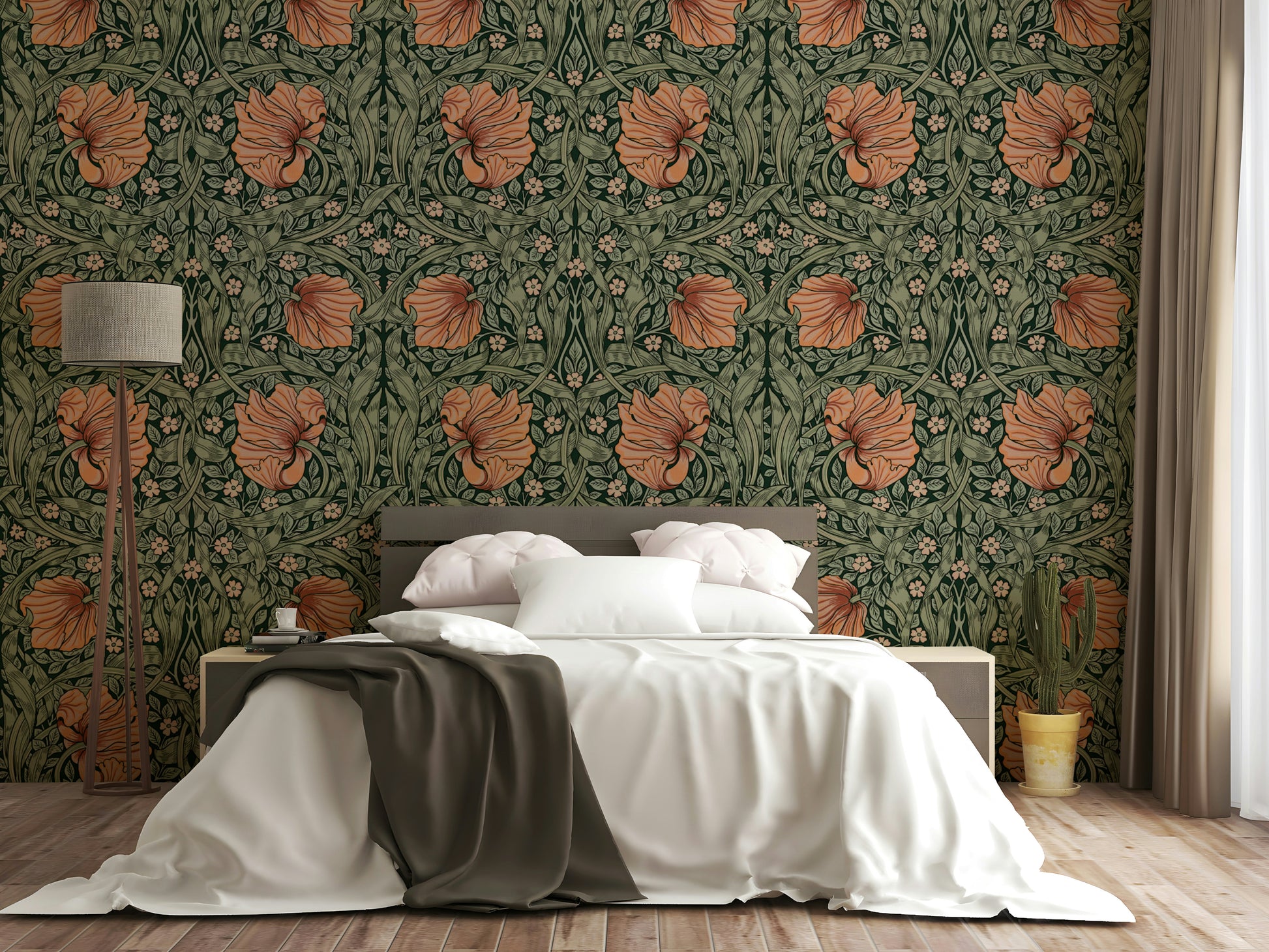 Peel and stick pimpernel floral mural for feature walls

