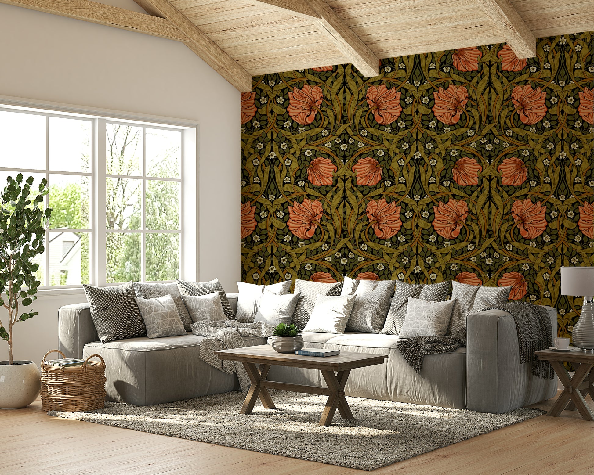 Traditional William Morris wallpaper for living rooms


