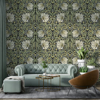 Intricate floral wallpaper featuring pimpernel flowers

