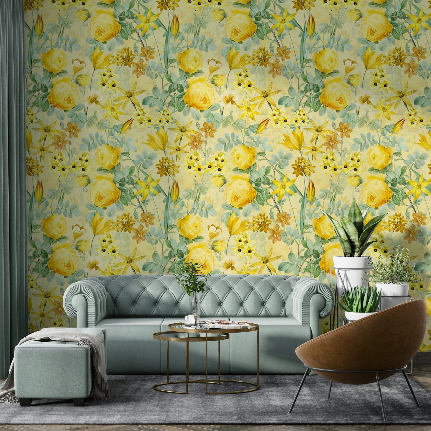 Warm, glowing rose wallpaper for romantic interiors

