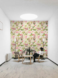 Delicate floral wall mural in soft colours

