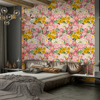 Floral mural with roses and greenery

