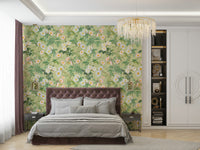 Close-up of Vintage Rose Garden wall mural with vintage floral patterns.

