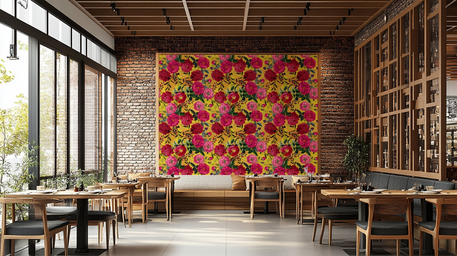Vibrant vintage rose wallpaper bringing a burst of color to your space.

