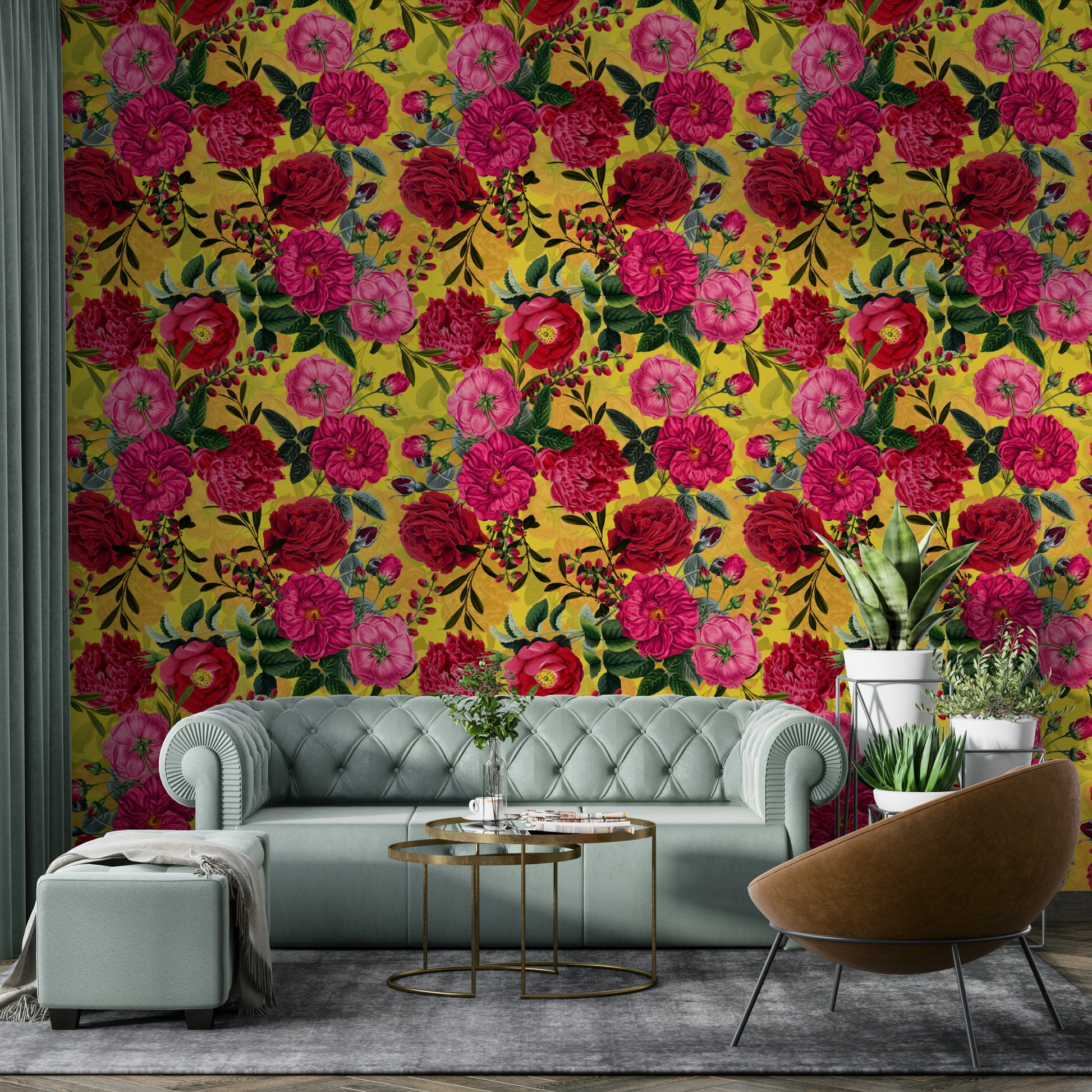 Vibrant Vintage Roses wallpaper with large blooms and rich colors.

