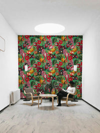 Tropical Eden wallpaper creating a lush, nature-filled atmosphere

