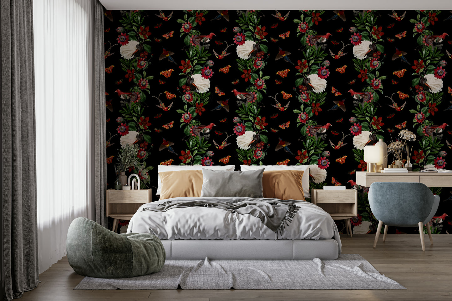 Dark, enchanting tropical wallpaper perfect for bold, dramatic rooms

