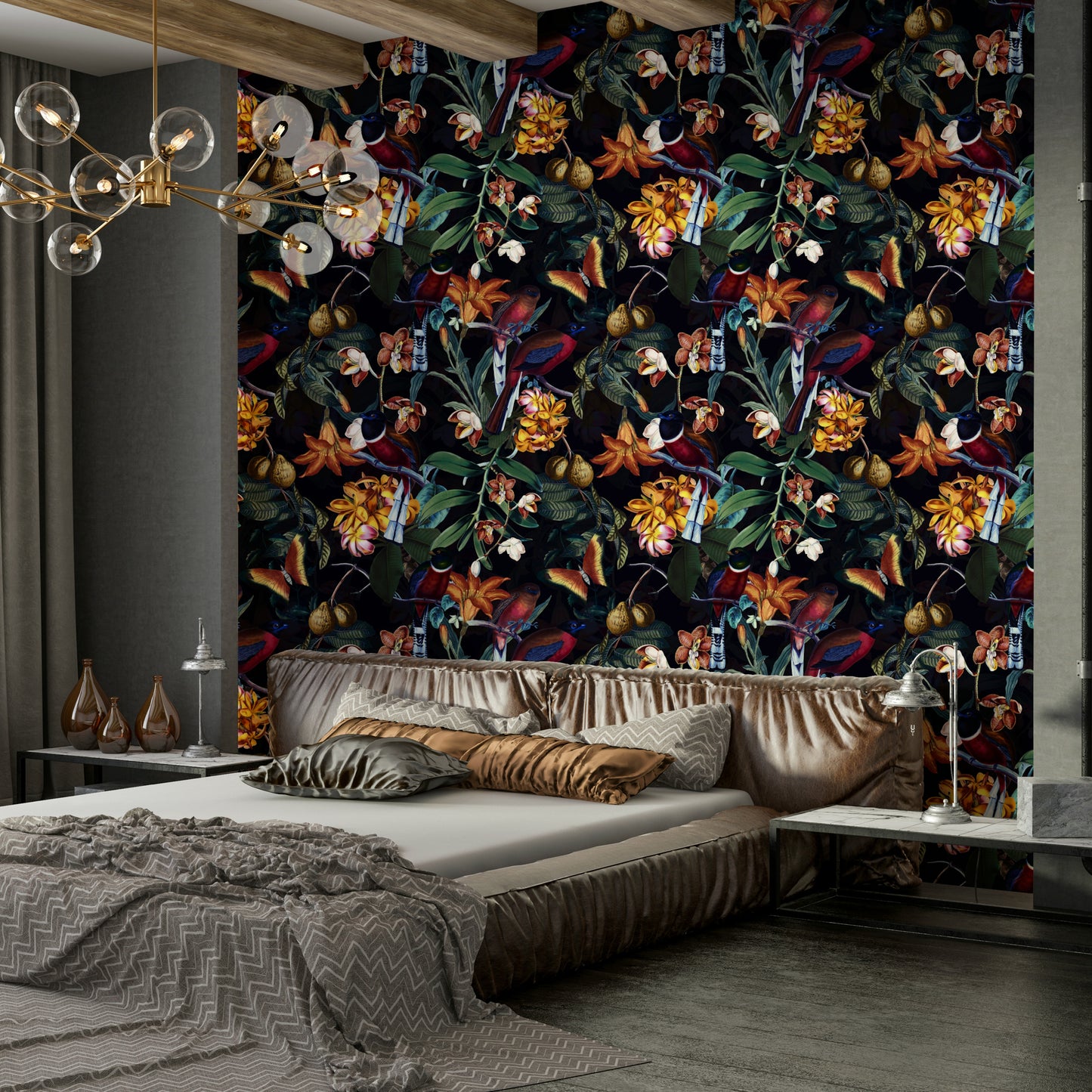 Exotic, rich-toned tropical wallpaper ideal for creating bold rooms

