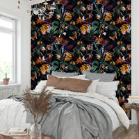 Tropical Nightscape wallpaper with rich dark colors and foliage

