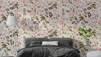 Serene Garden Escape wallpaper with soft pastel floral designs

