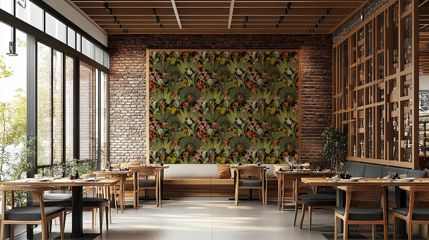 Nature-filled wallpaper with subtle animal elements for a bold look

