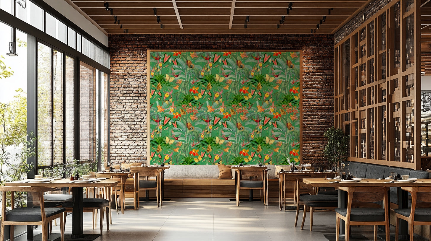 Emerald Enchantment wallpaper creating an exotic, nature-inspired atmosphere

