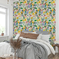 Birds & Blooms Symphony wallpaper featuring colorful birds and flowers

