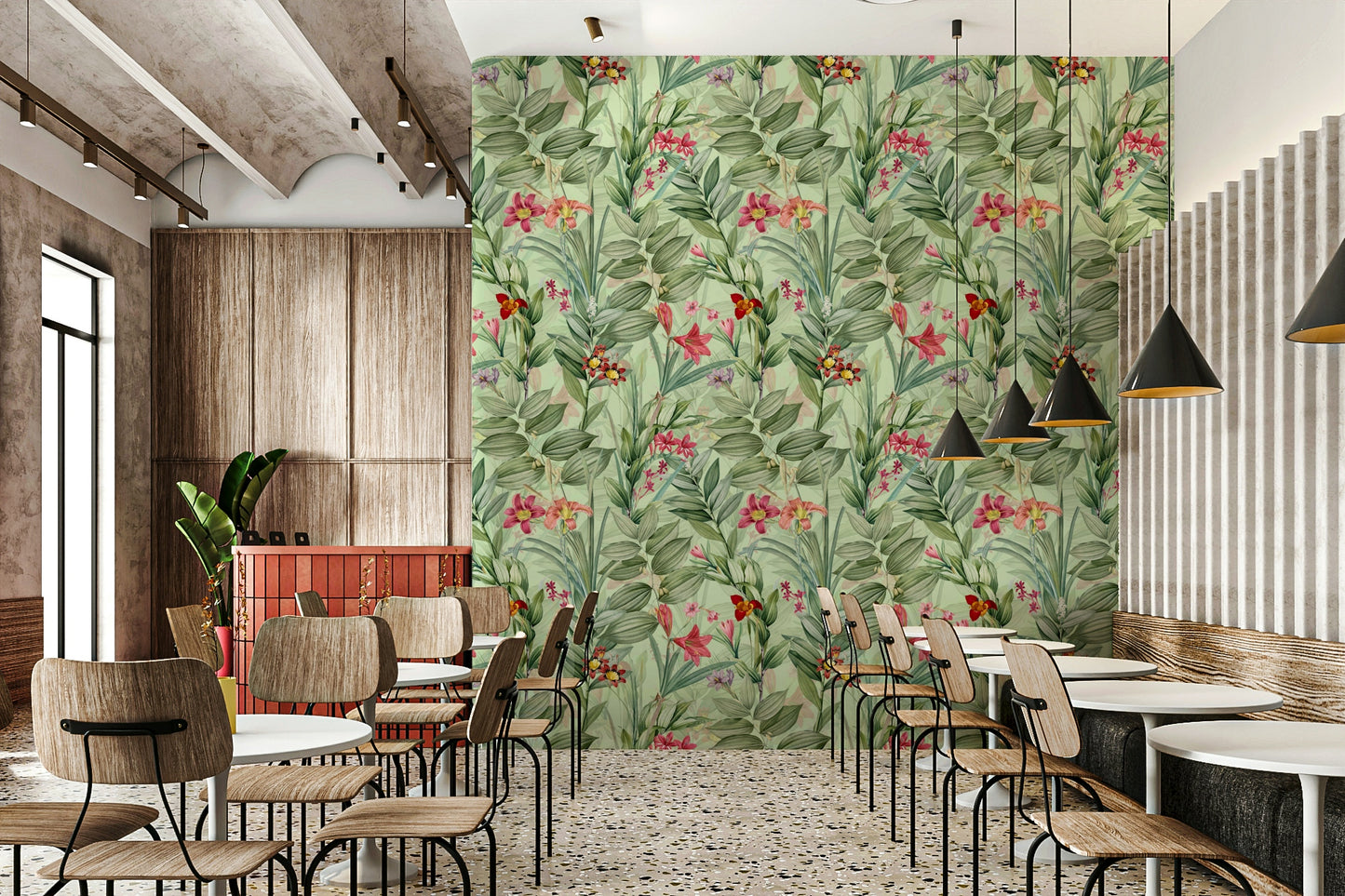 Serene botanical wallpaper with earthy tones and intricate details


