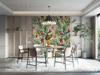 Bright, refreshing wallpaper design with colorful garden blooms

