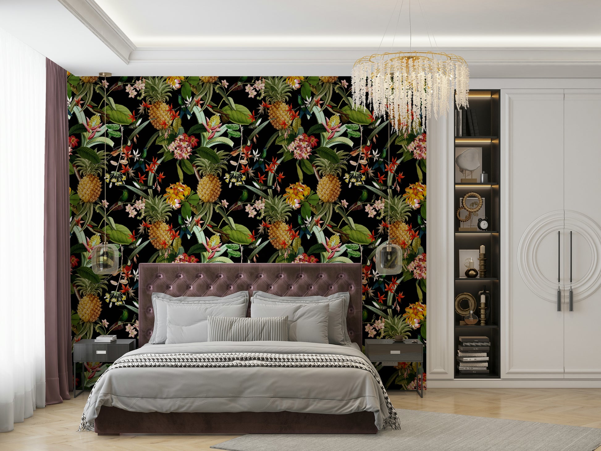 Pineapple Paradise Wallpaper featuring vibrant pineapples and lush greenery.

