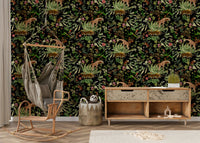 Whispers of the Wild Wallpaper featuring vibrant wildlife and lush foliage.

