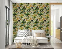 Golden Jungle Paradise design with exotic animals and vibrant plants.

