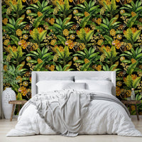 Fun, whimsical mural with monkeys in a jungle setting against dark tones.

