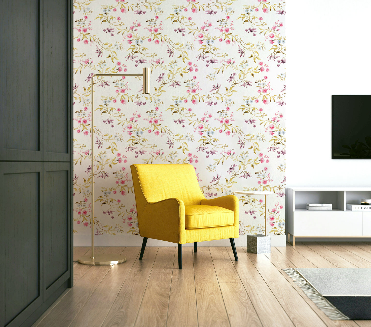 Elegant rose garden mural perfect for classic interiors.

