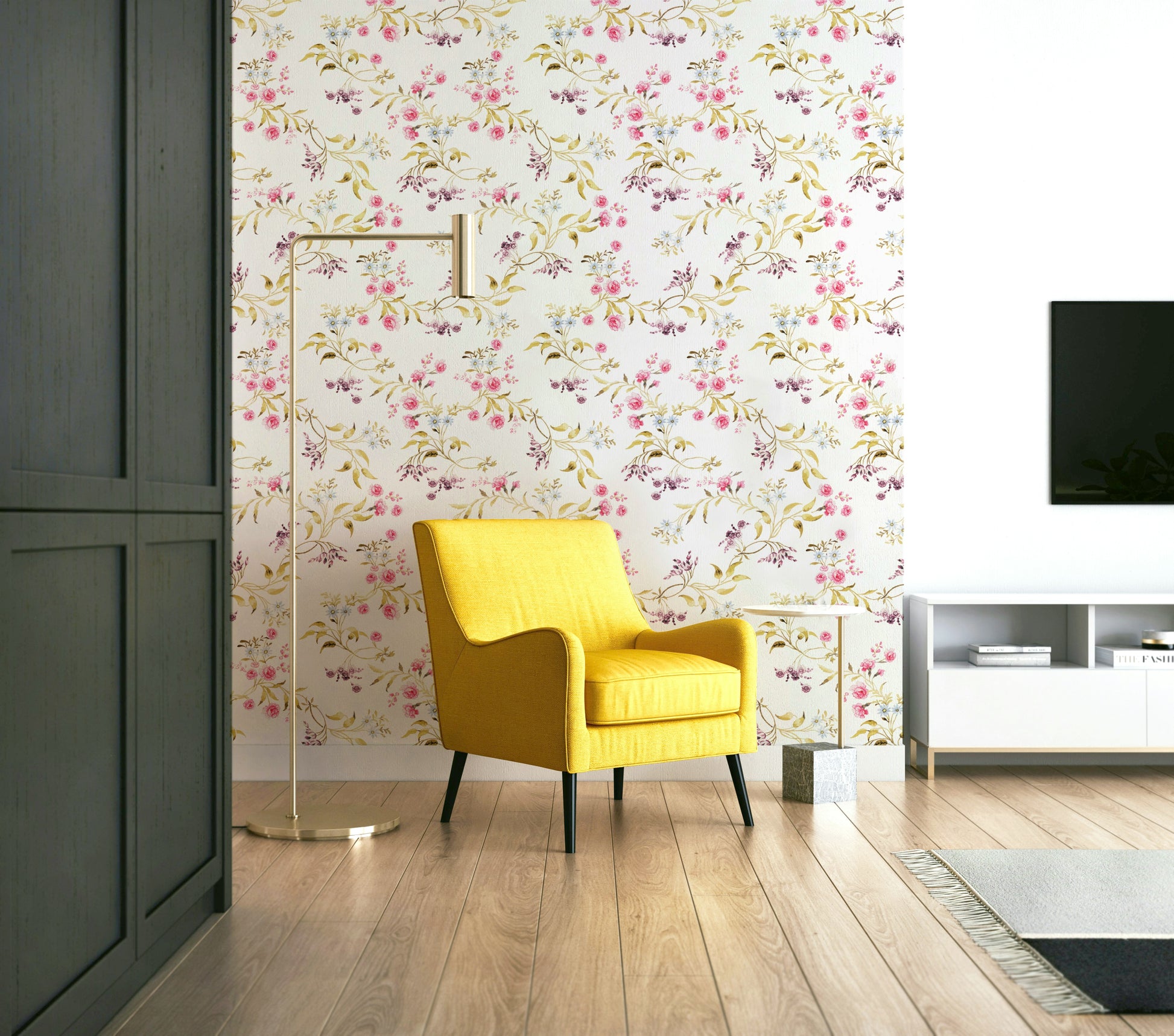 Elegant rose garden mural perfect for classic interiors.

