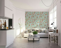 Enchanted floral wallpaper with pastel tones and elegant detail.

