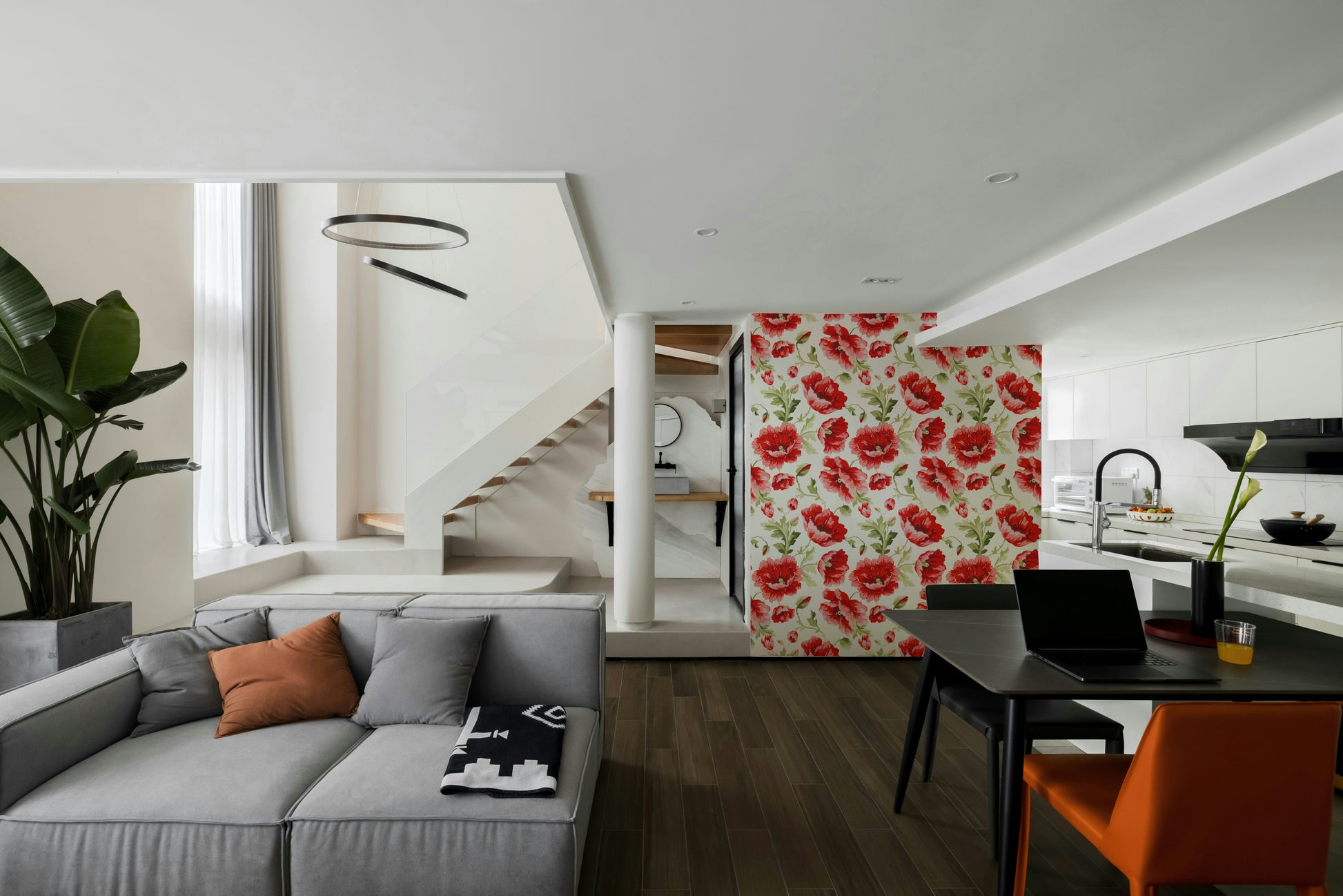 Watercolor poppies wallpaper with botanical meadow vibes.

