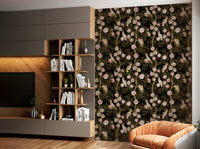 Tropical mural wallpaper with gentle botanical silhouettes.


