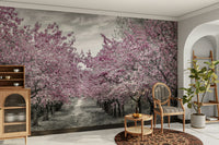 Cherry blossom alley in soft tones for wall décor

