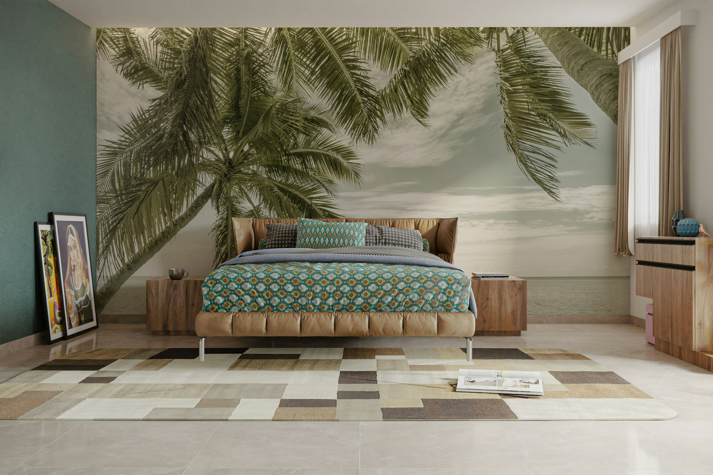 Coastal Florida mural wallpaper in soft beach tones

