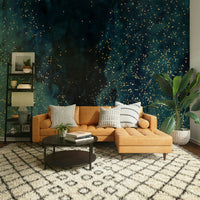 Starry galaxy design in petrol blue for a peaceful atmosphere.

