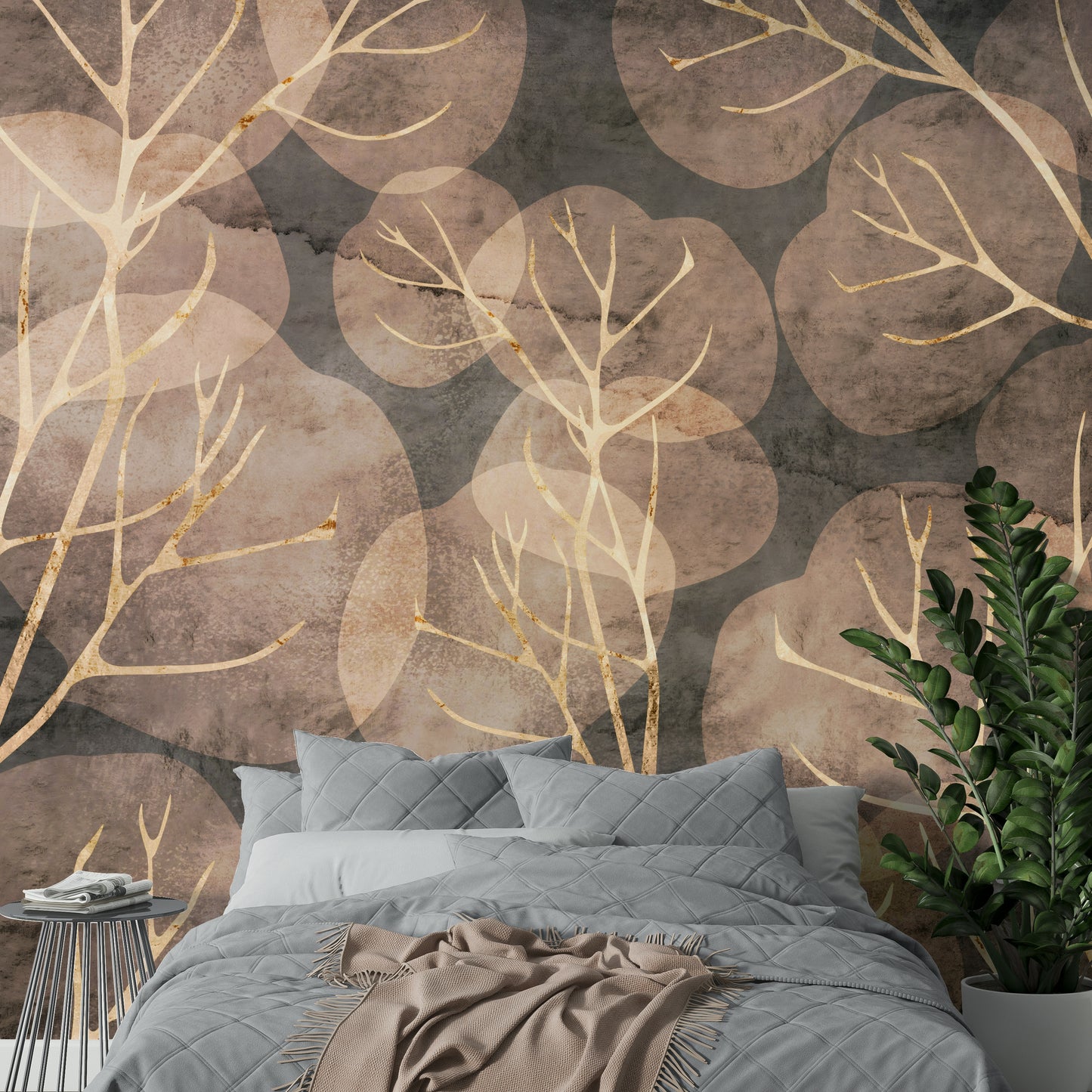 Midwinter Leaf - Sepia Wall Mural with detailed leaf design.


