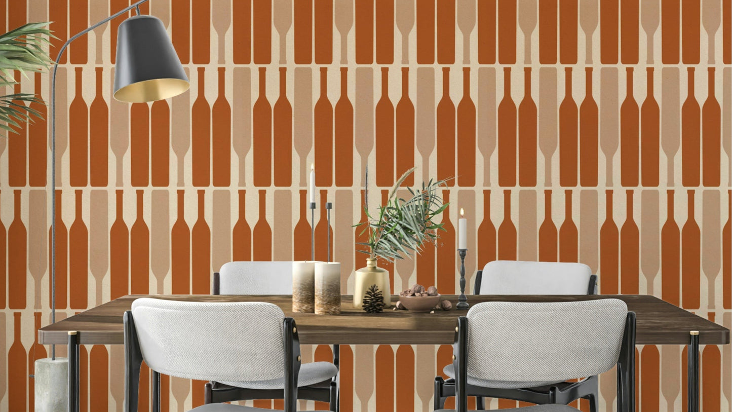 Modern Geometric Wine Cellar Wallpaper with sleek design.

