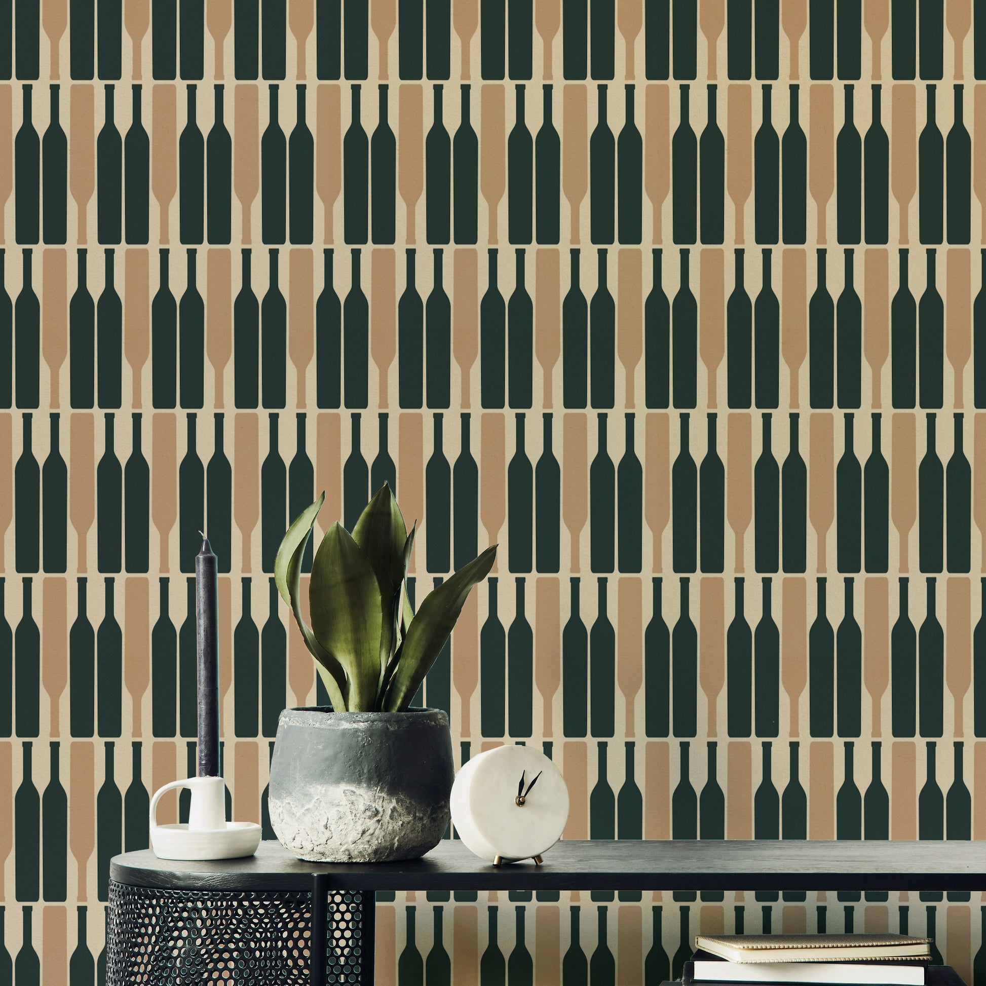 Deep blue geometric wall mural for a luxurious room.

