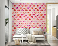 Bold kiss print wallpaper with fun and flirty style.


