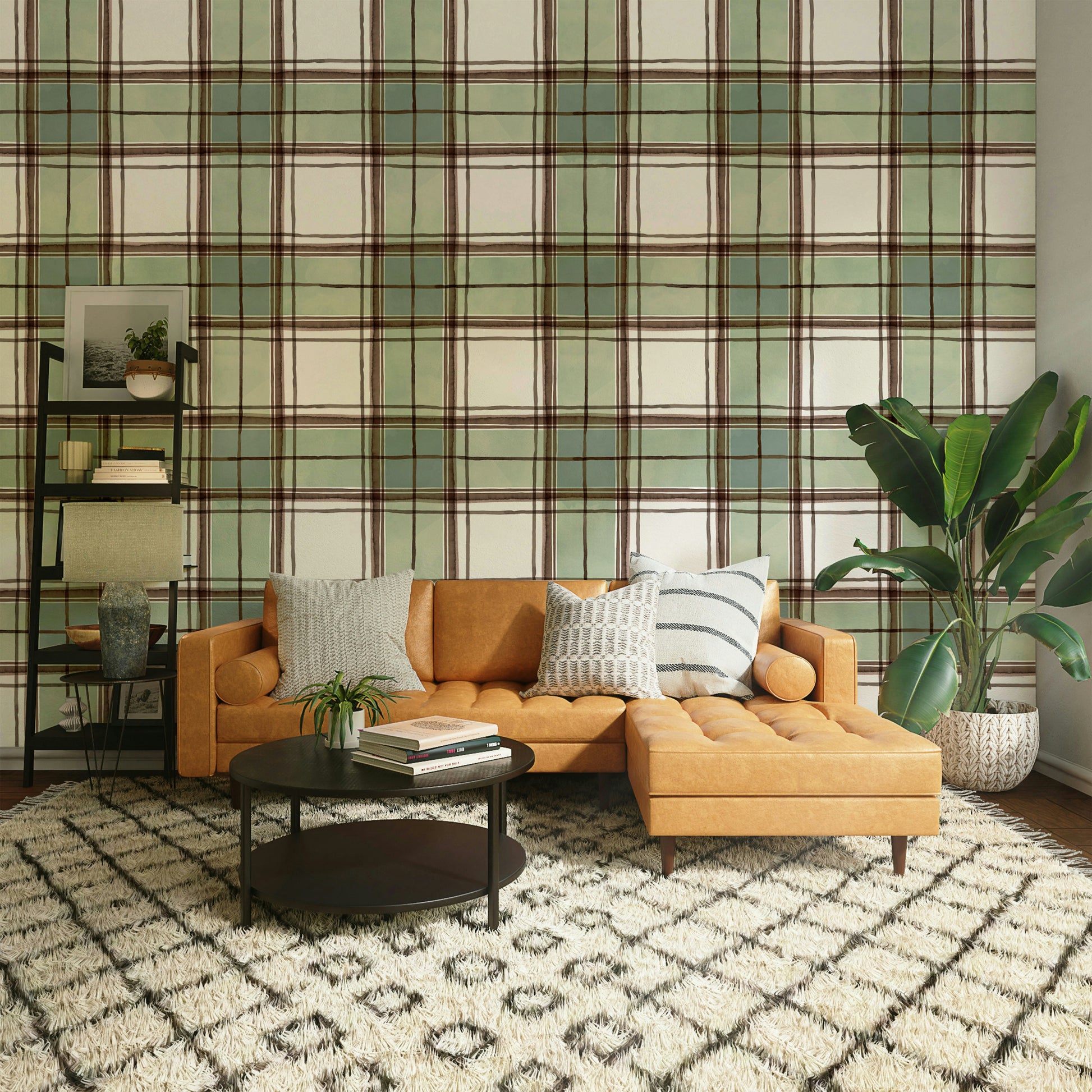 Watercolor striped mural ideal for calm, modern interiors.

