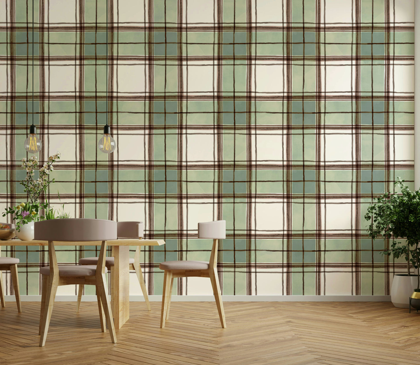 Geometric stripe design with a soft, organic watercolor finish.

