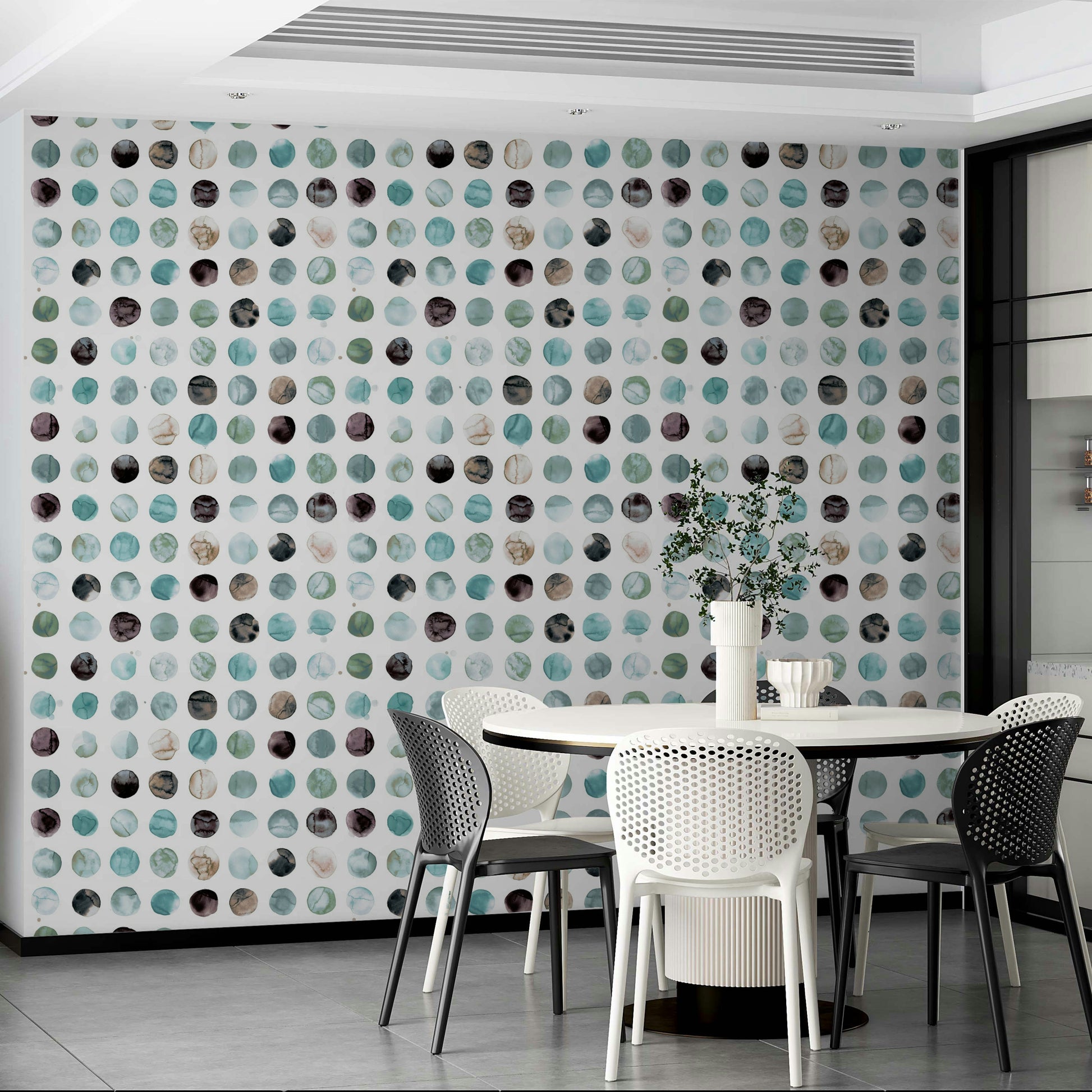 Soft Scandinavian dot wallpaper for fresh modern interiors.


