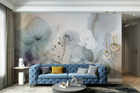 Light floral wallpaper with soft color palette

