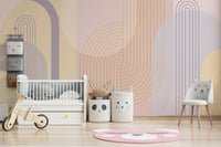 Subtle arch pattern mural for creating a peaceful room atmosphere.

