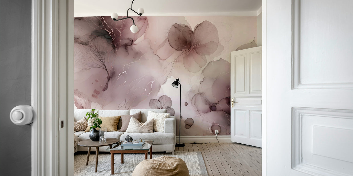 Blush Botanical Whispers Wall Mural