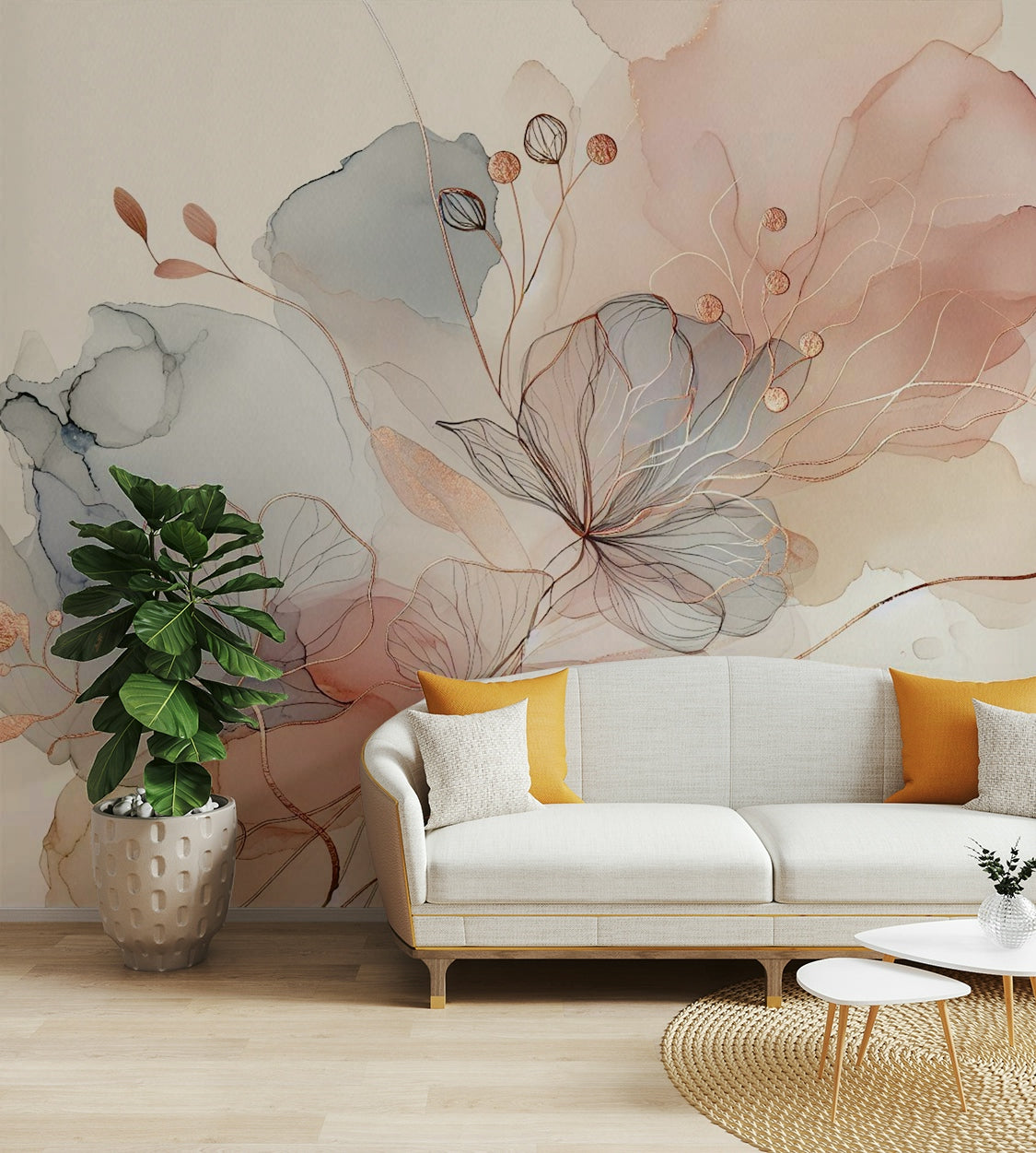 Blush Botanical Dream Wall Mural