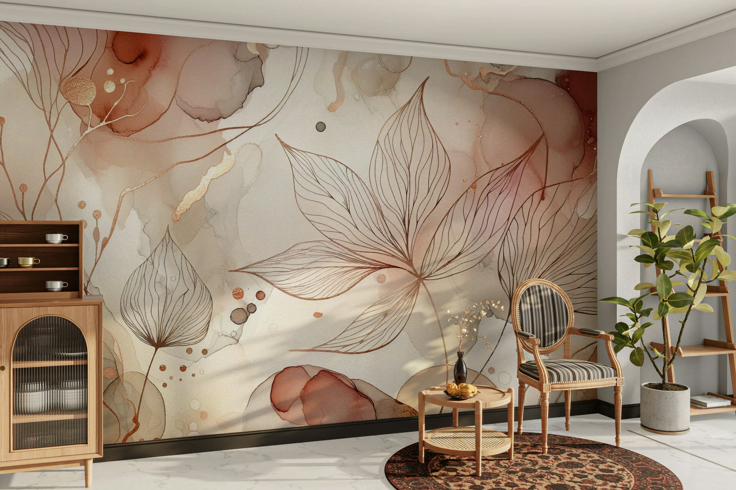 Blushing Botanical Dream Wall Mural