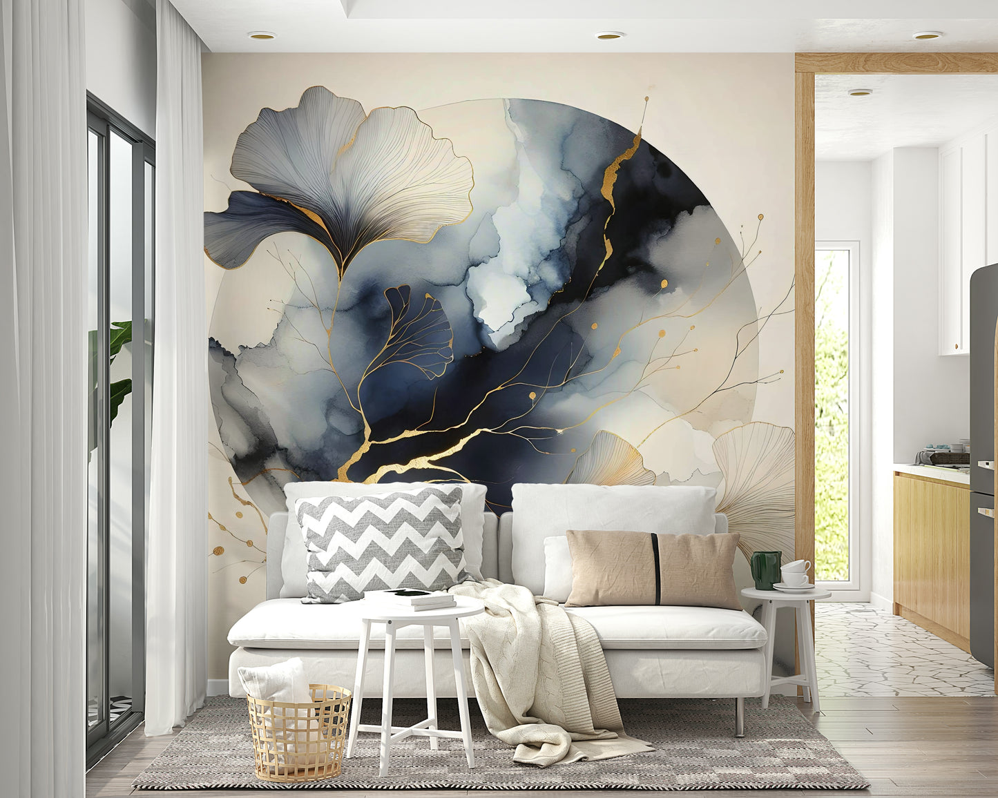 Chic Ginkgo Moon Wall Mural