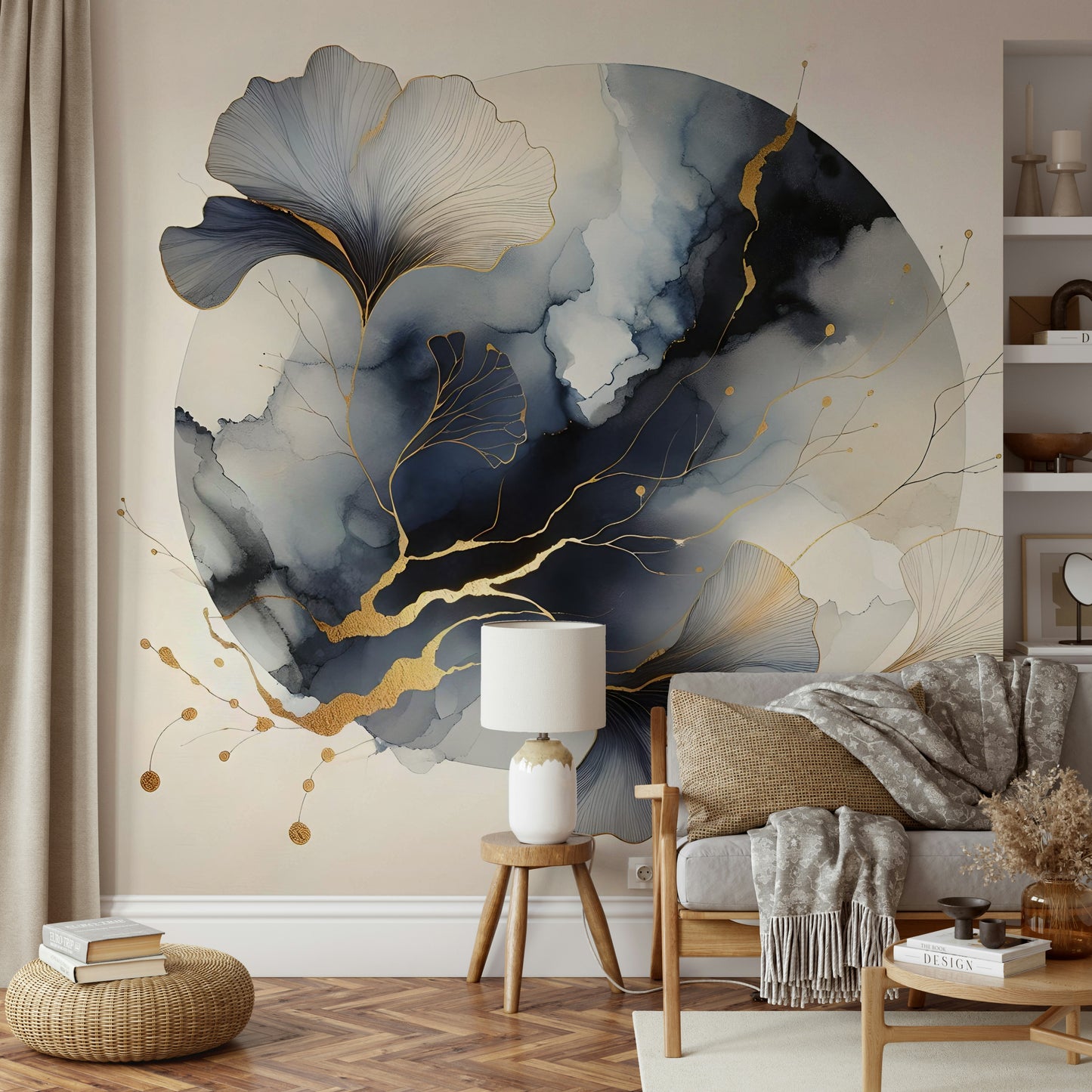 Chic Ginkgo Moon Wall Mural