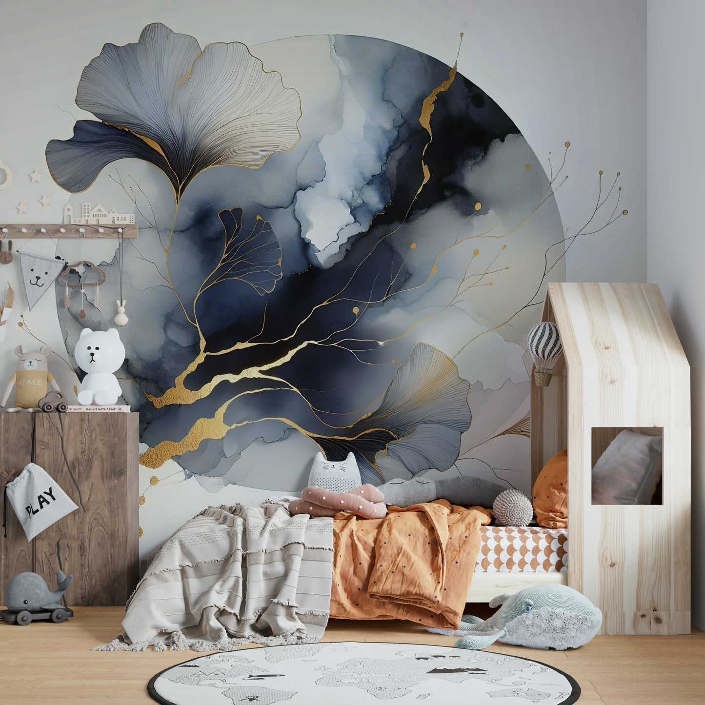 Chic Ginkgo Moon Wall Mural